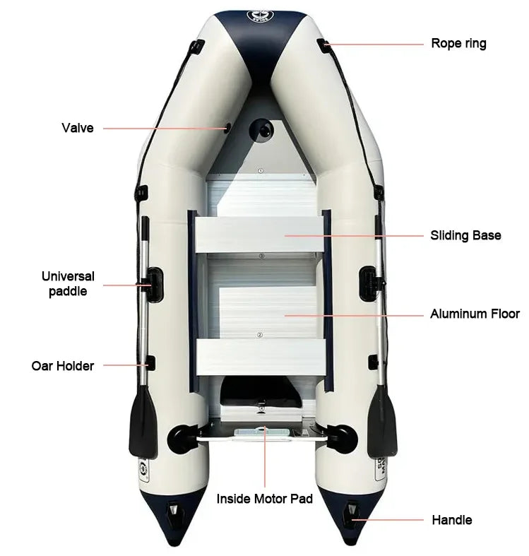 2.3~4.0m Inflatable Assault Boat 0.9mm Thickness PVC Speed Kayak Raft Thickened Wear-resistant Fishing Canoe Aluminum Floor Set