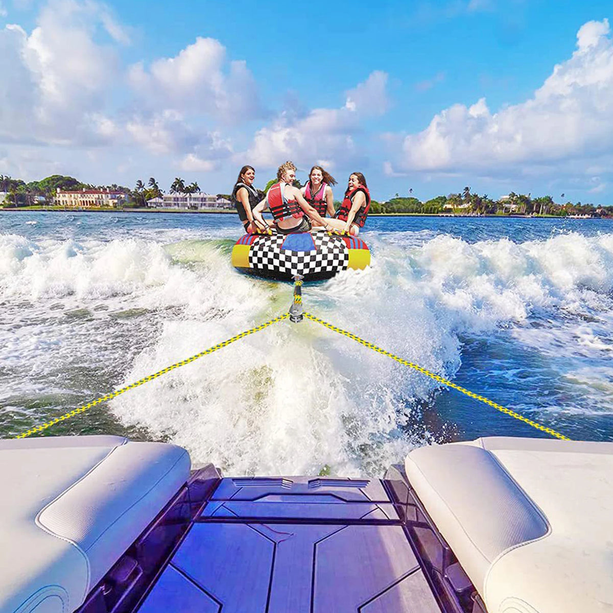 Tubing Boat Tow Harness with Hook Tow Rope Connector Watersports Towing Harness Line for Boat Water Sport Jet Ski Wakeboarding