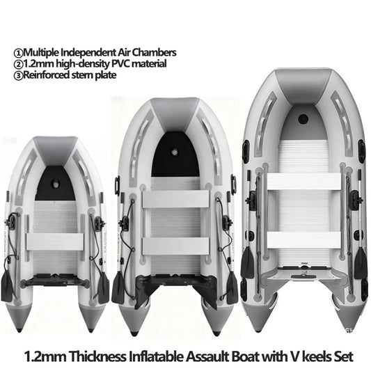 1.2mm Thickened PVC Assault Boat with V Keels Set for Water Sports Fishing Durable Wear-resistant Inflatable Boat Alloy Bottoms