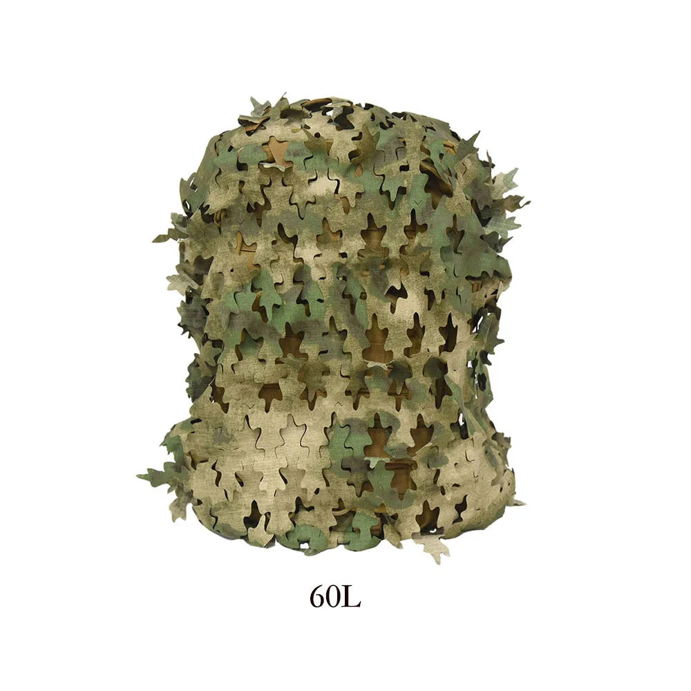 3D Bionic Leaf Shape Disguised Net Backpack Cover 60L 80L Laser Cut Hunting Backpack Cover Paratrooper
