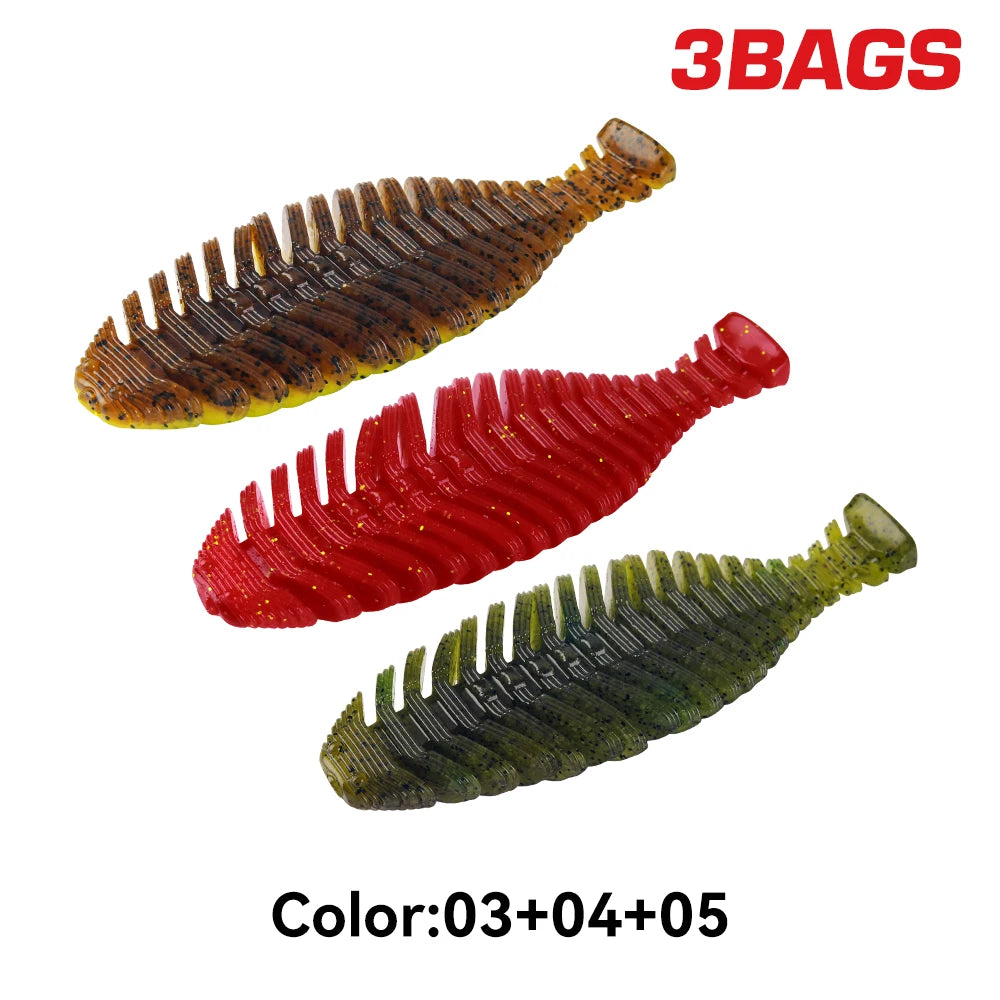Kingdom 3Bags Soft Lure 95mm 12.5g 3pcs/Bag PVC Soft Shad Bait Smell Added Fat Artificial T Tail VIBE Swimbait For Pike Bass Fishing