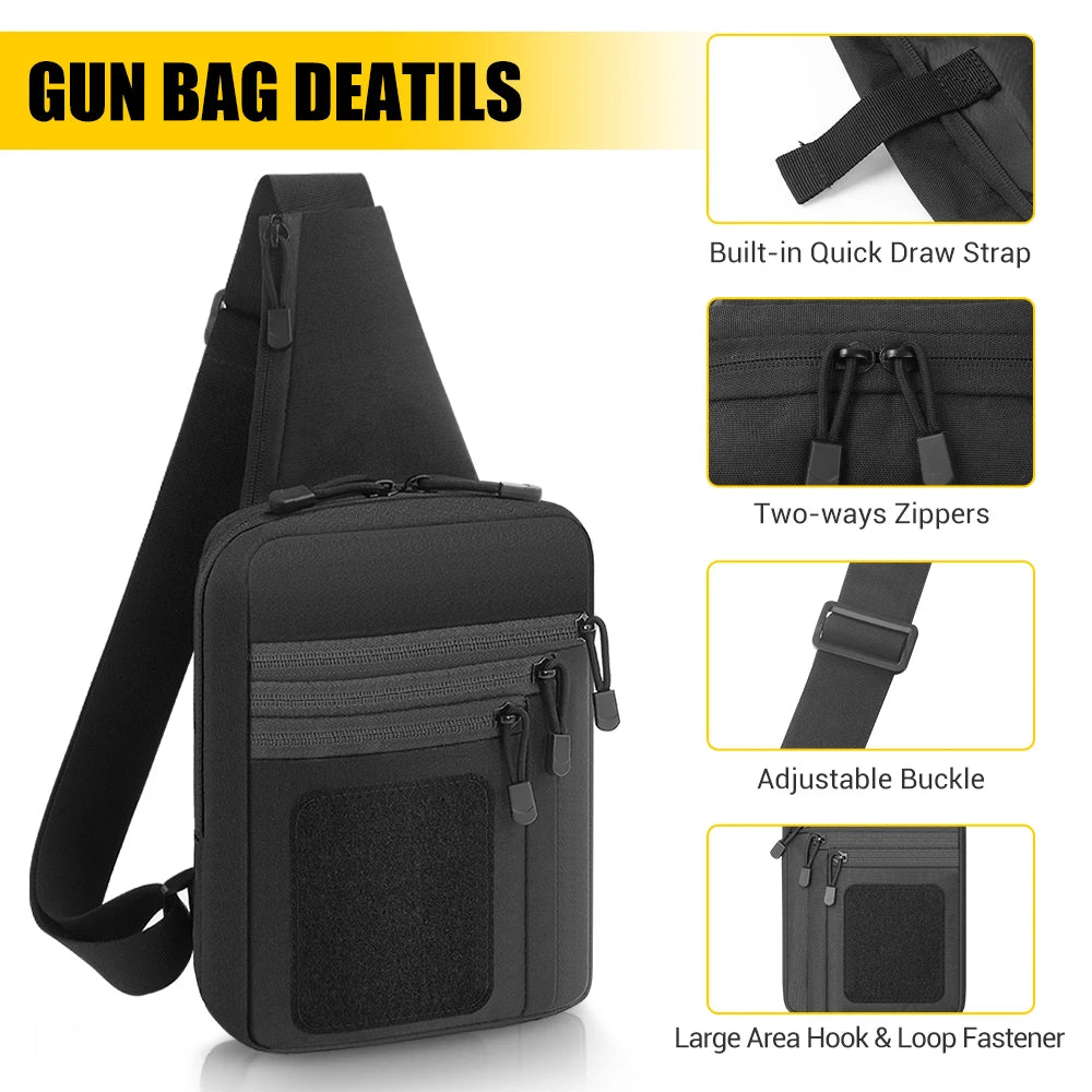 Tactical Pistol Gun Bag Concealed Carry Gun Holster Handgun Storage Chest Bag EDC Tool Bag Pistol Gun Shoulder Sling Bag