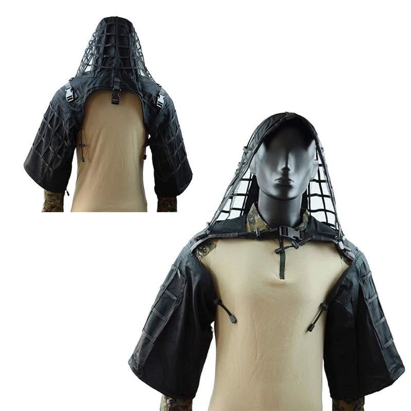 Tactical Ghillie Suit Breathable Ghillie Viper Hood with 3D Leafy Stripes Sniper Coat for Wargame, Hunting, CS