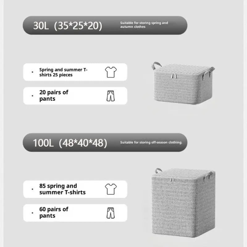 1PC220L Large Capacity Clothes Storage Box with Lid Foldable Laundry Basket Organizer Bag for Baby Clothes Home Storage Solution