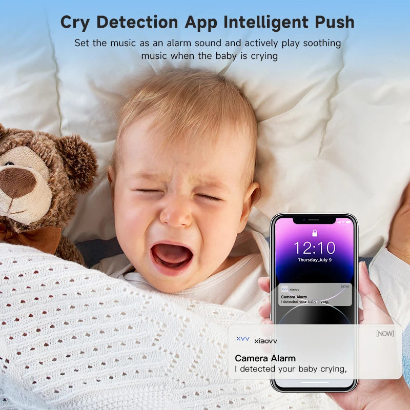 4MP WiFi xiaovv indoor Baby Monitor Two-Way Audio Motion Detection Night Vision Baby Camera for Home Security 360°