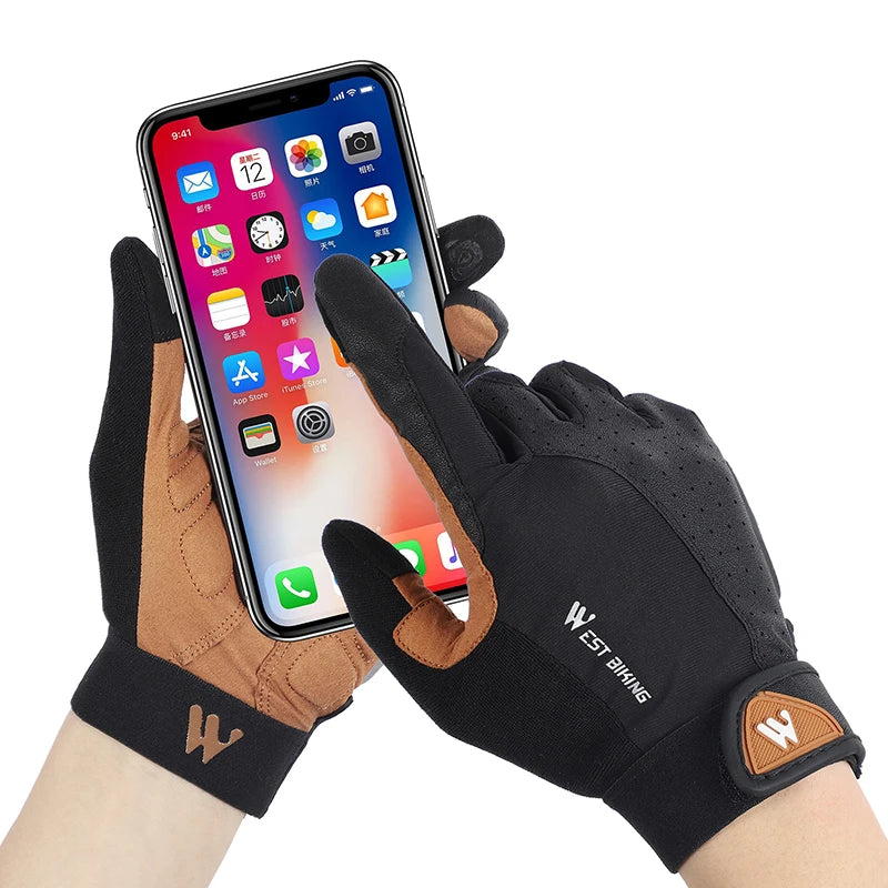WEST BIKING Racing Off Road Motorcycle Gloves Breathable Anti Slip MTB Road Bike Gloves Touch Screen Gym Training Gloves
