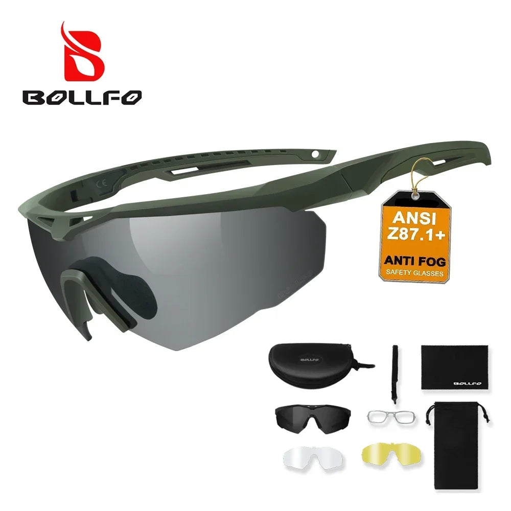 3 Lens Impact-Resistant Safety Glasses Interchangeable 2.5mm Tactical Glasses Anti-Fog Windproof Road Cycling Goggles Antiparras
