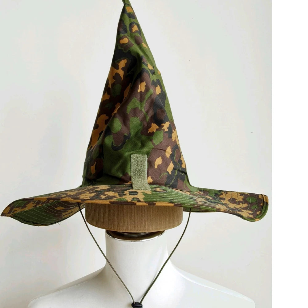 Tactical Camouflage Magic Hat Airsoft Wide-Brimmed Sun Hat Men's Outdoor Sports Boonie Camo Hat CS Halloween Cosplay Equipment