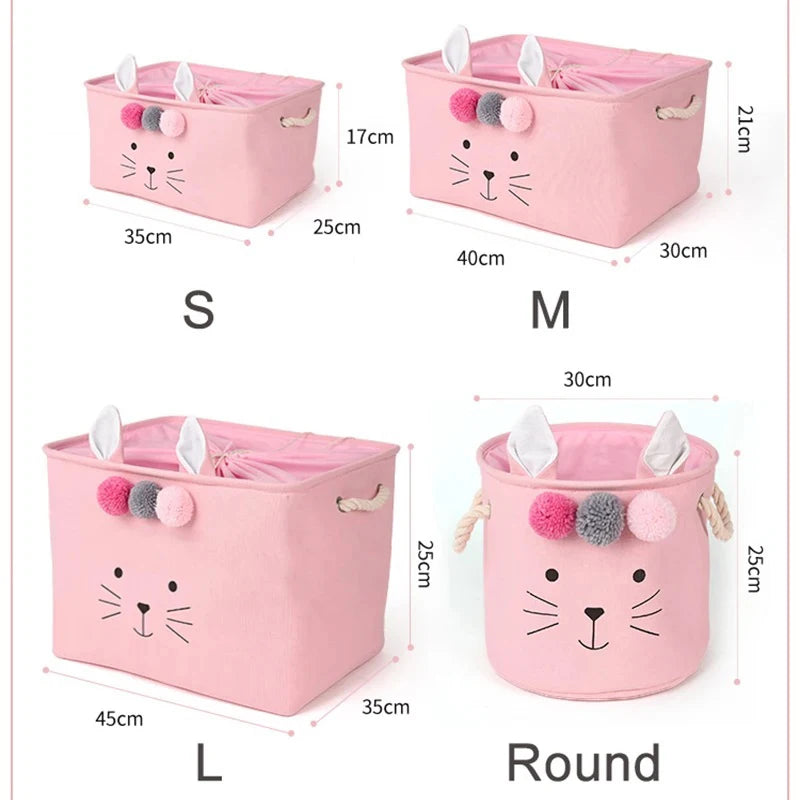 Large Folding Laundry Basket Toys Storage Box Clothes Organizer With Lid Hamper Cute Kids Storage Basket With Handle Home Decor
