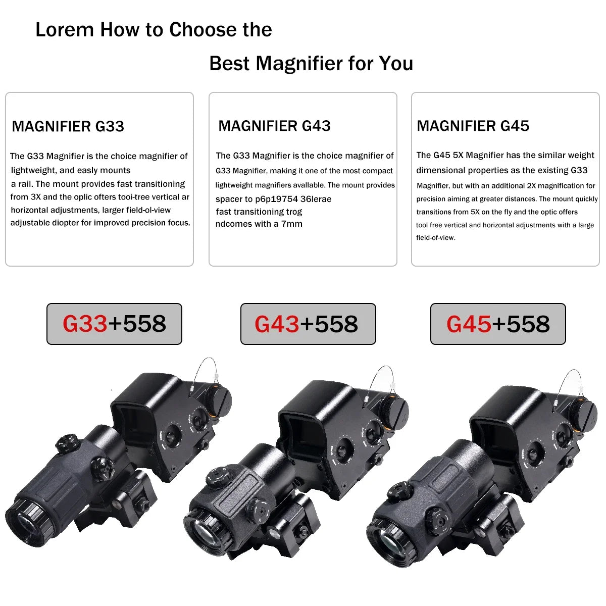 Hot Sale E*t*ch 558 Holographic Red/green Dot Sight and 3X/5X Magnifier Kit Hunting Gear Collimator W/Original Markings