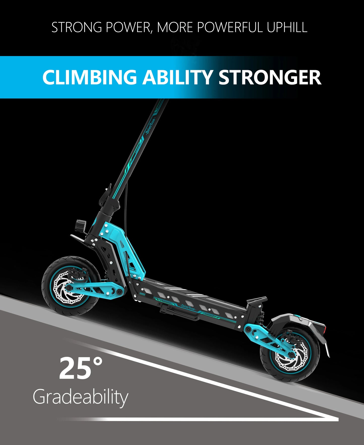 DriveTron 31mph 50kmh Double Absorber Brake Powerful Off-road Adult Big 48V 10inch Tires Adult Electric Scooter