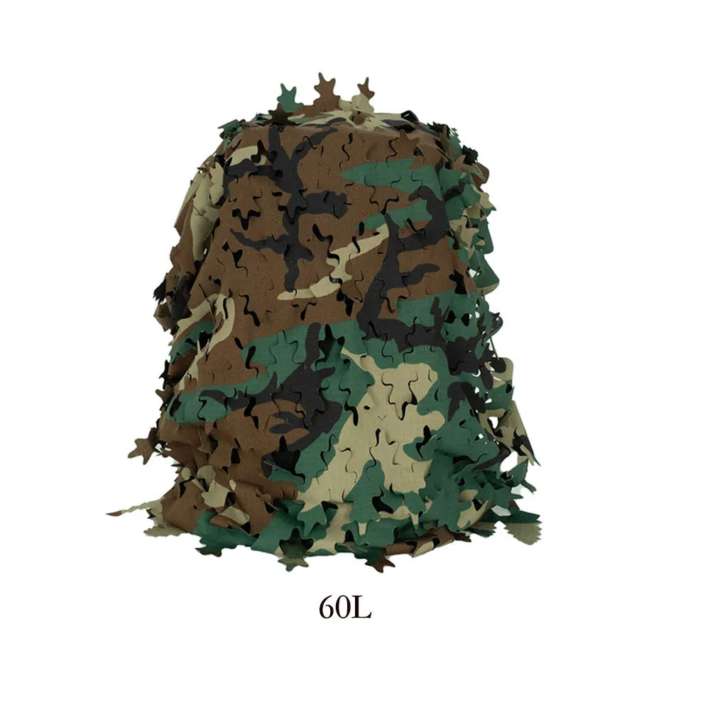 3D Bionic Leaf Shape Disguised Net Backpack Cover 60L 80L Laser Cut Hunting Backpack Cover Paratrooper