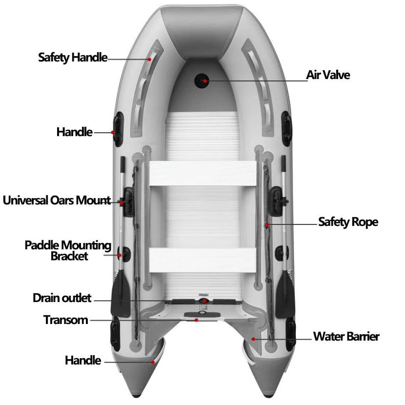 1.2mm Thickened PVC Assault Boat with V Keels Set for Water Sports Fishing Durable Wear-resistant Inflatable Boat Alloy Bottoms