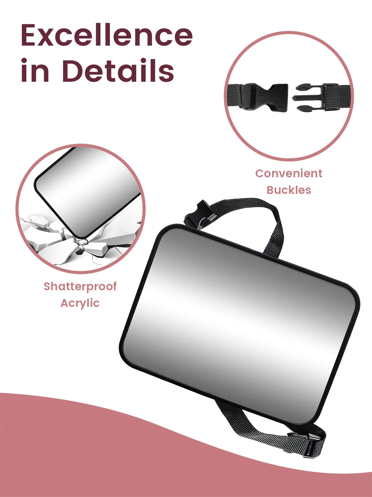 Certified Shatterproof Baby Car Mirror, Crash-Tested with Panoramic HD View for Rear-Facing Infant Safety