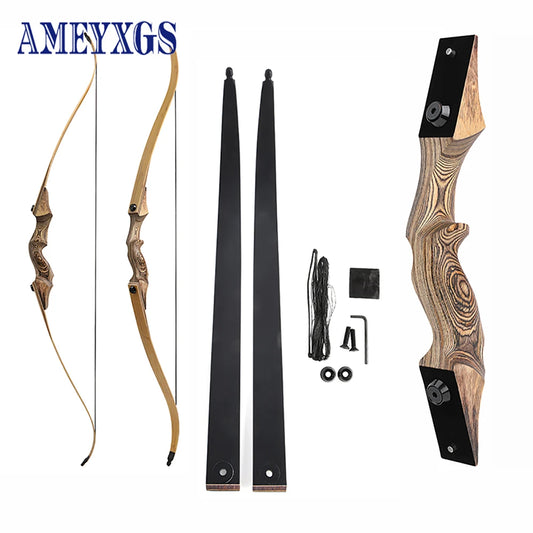 BLACK HUNTER 60'' Recurve Bow 25-60lbs Right/Left Hand Bow Tech Wood Traditional Bow Wooden Split Archery Bow For Hunting