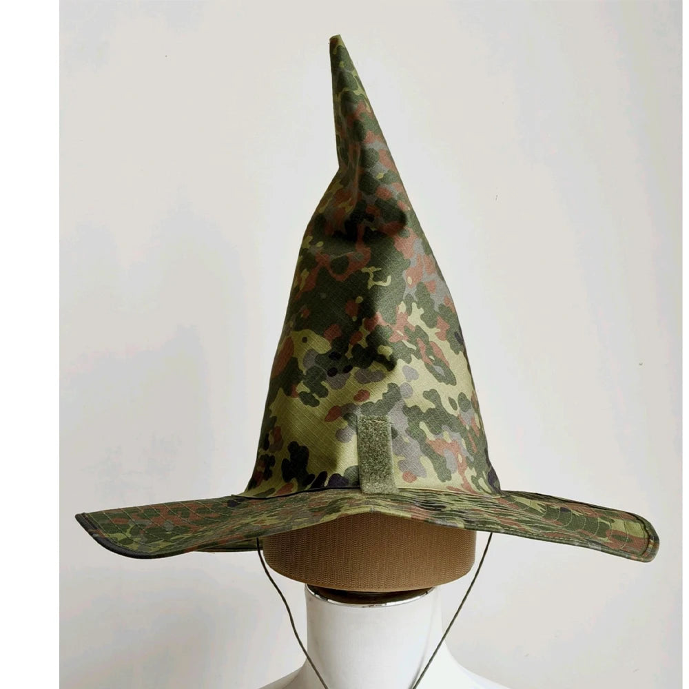 Tactical Camouflage Magic Hat Airsoft Wide-Brimmed Sun Hat Men's Outdoor Sports Boonie Camo Hat CS Halloween Cosplay Equipment