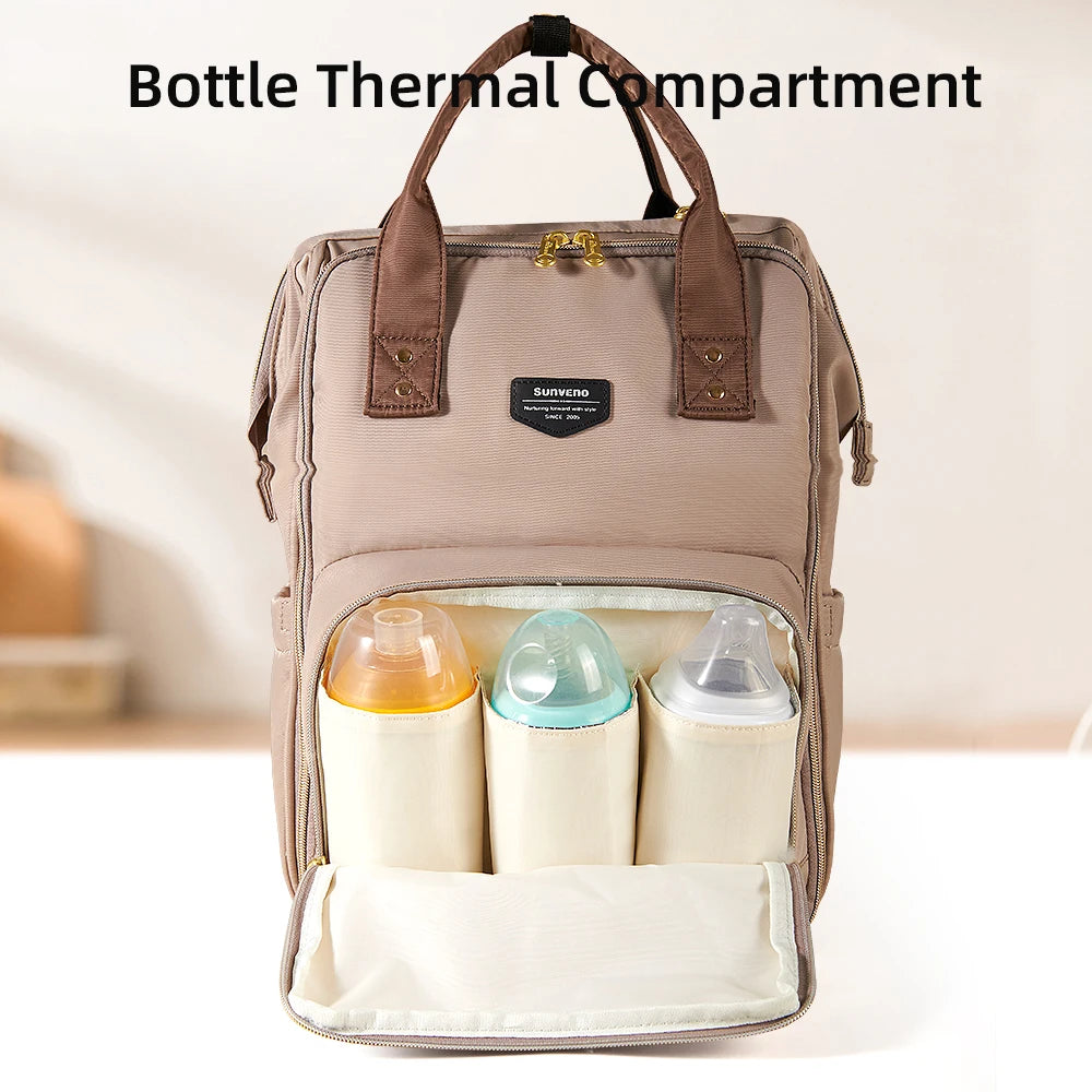 Sunveno Diaper Backpack Bag Mommy Large Capacity Bag Multi-function Waterproof Outdoor Travel Diaper Bags