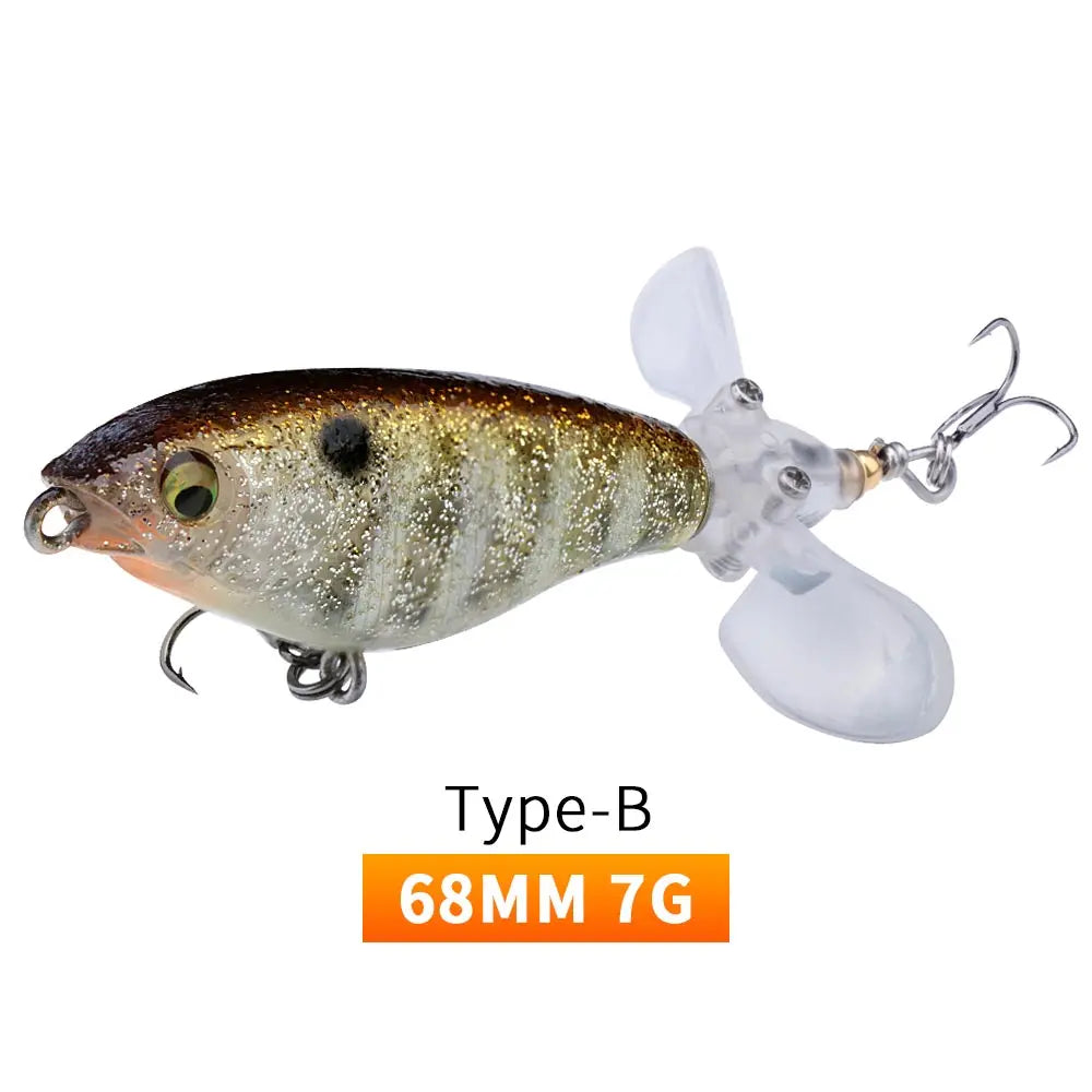 TREHOOK 9g/16g Topwater Whopper Popper Fishing Lures Rotating Double Propeller Tail Artificial Bait Floating Wobblers