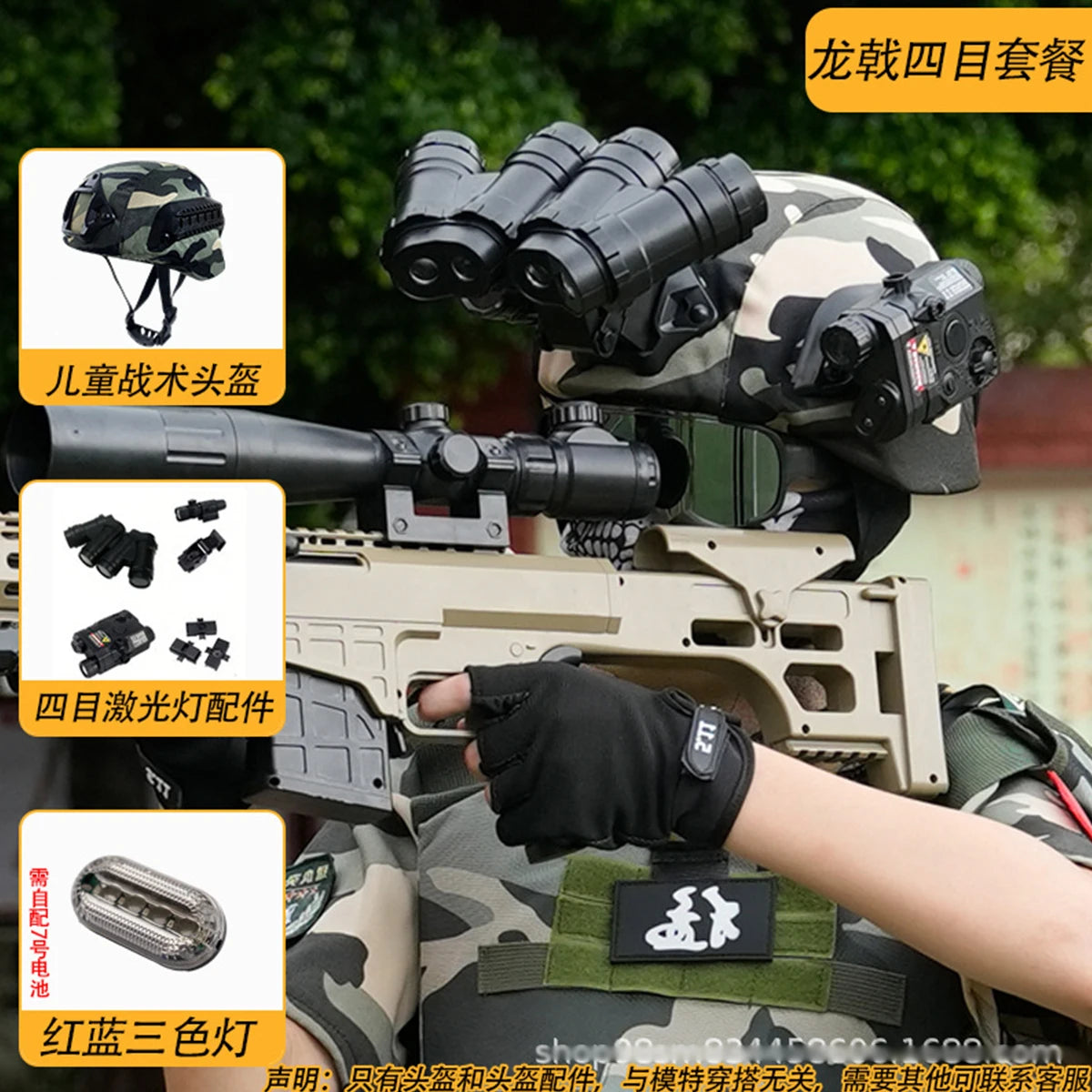 Kids Tactical Helmet Set with NVG Model & Face Mask Children Cosplay Toy Helmet Kit for Paintball Airsoft Outdoor for Boys&Girls