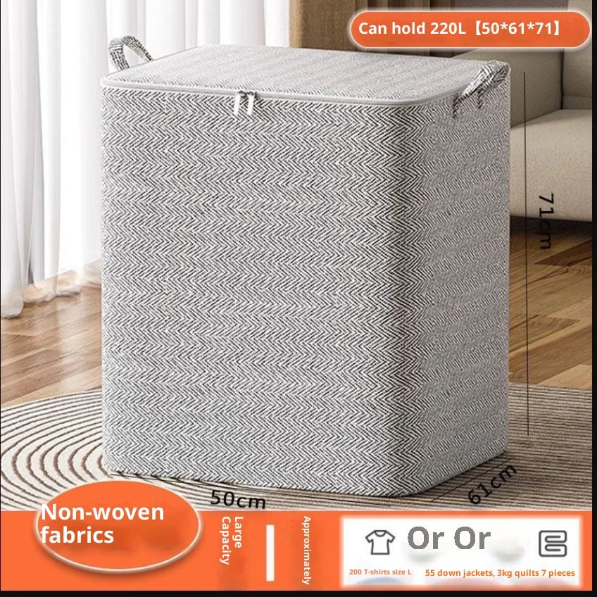 1PC220L Large Capacity Clothes Storage Box with Lid Foldable Laundry Basket Organizer Bag for Baby Clothes Home Storage Solution