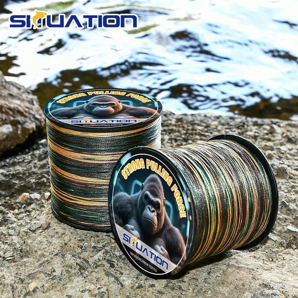 SIIUATIONA 500M-546yds 4X braided PE fishing line, featuring high-visibility color coding, exceptional tensile strength, and dur