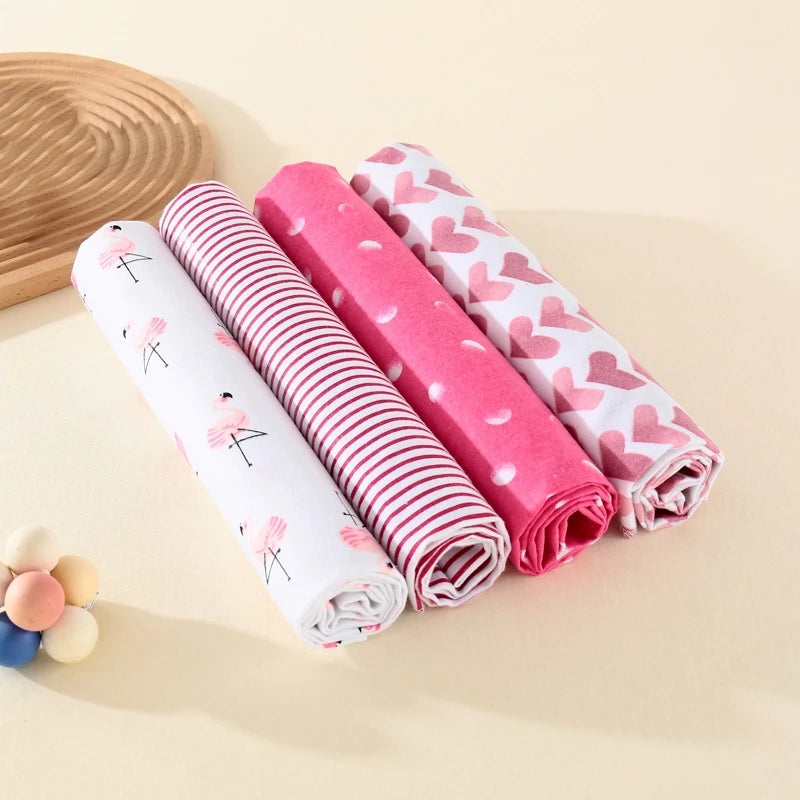 4Pcs Neutral Baby Swaddle Blanket Set, Simple Design