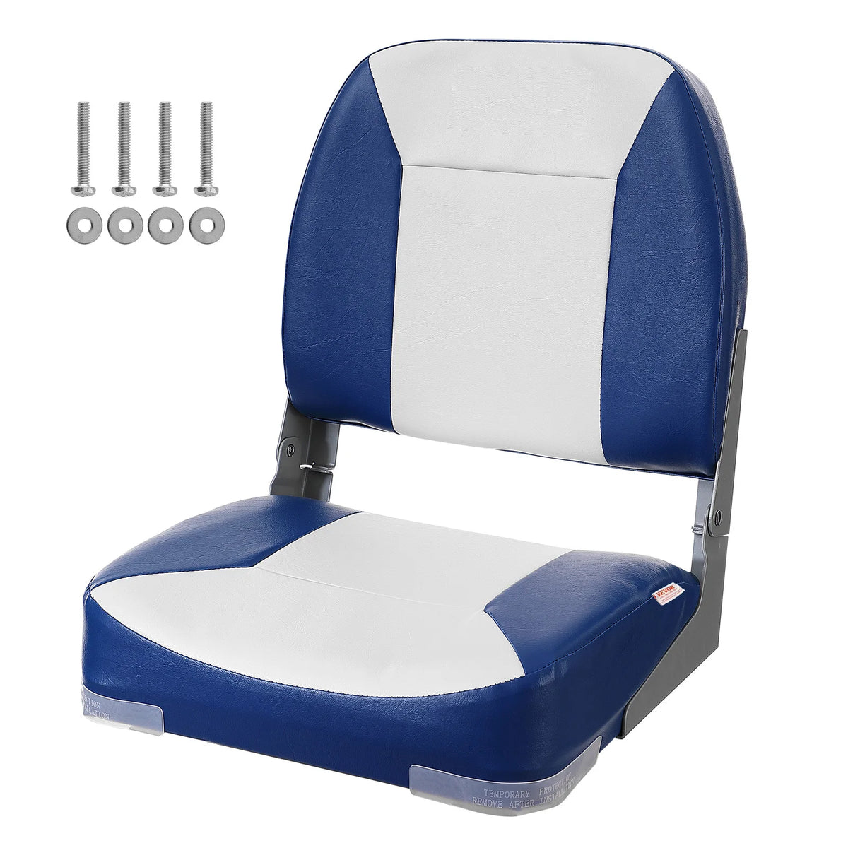VEVOR Boat Seat 18.9" Low Back Folding Chair with Thickened Sponge Padding and Hinge Fold-Down Boat Captain Chair for Speedboat