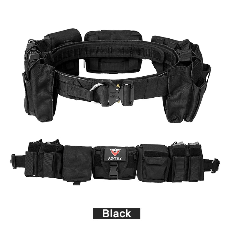 Outdoor Battle Belt Set 7-in-1 Law Enforcement Airsoft Tactical Duty Belt with Molle Utility Pouches Accessories