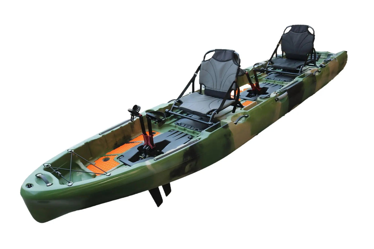 14FT 2-Person Tandem Propeller Double Seats  Pedal Kayak 4.2m with Electric Motor Fishing Fin Kayak Canoe HDPE Ocean Sea