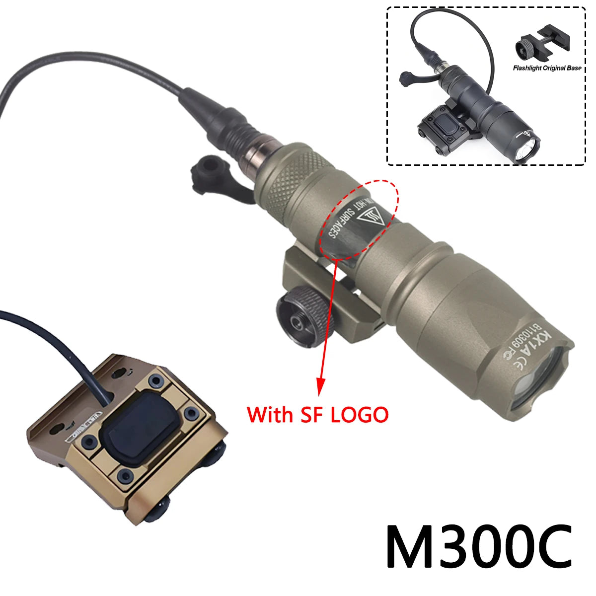 Surefire M300 M600 Flashlight With UNIT Lite Pressure Switch fit 20mm Rail SF M300B M600C M600B LED Scout Light