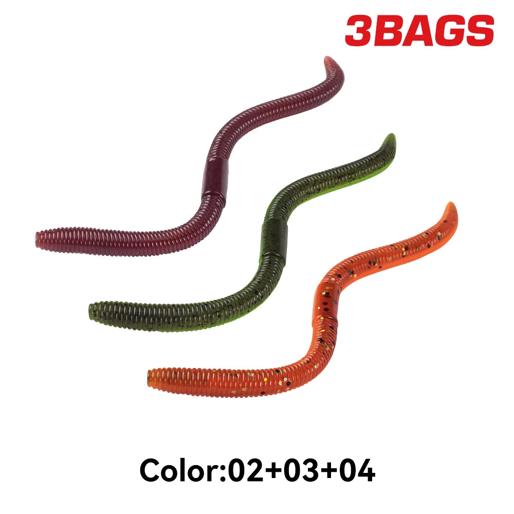 Kingdom 3Bags Set Slow Sinking Soft Bait Fishing Lures 1.8g 96mm & 2.8g 120mm Artificial Sea Worm Earthworm Swimbait for Bass Pike Trout Fishing
