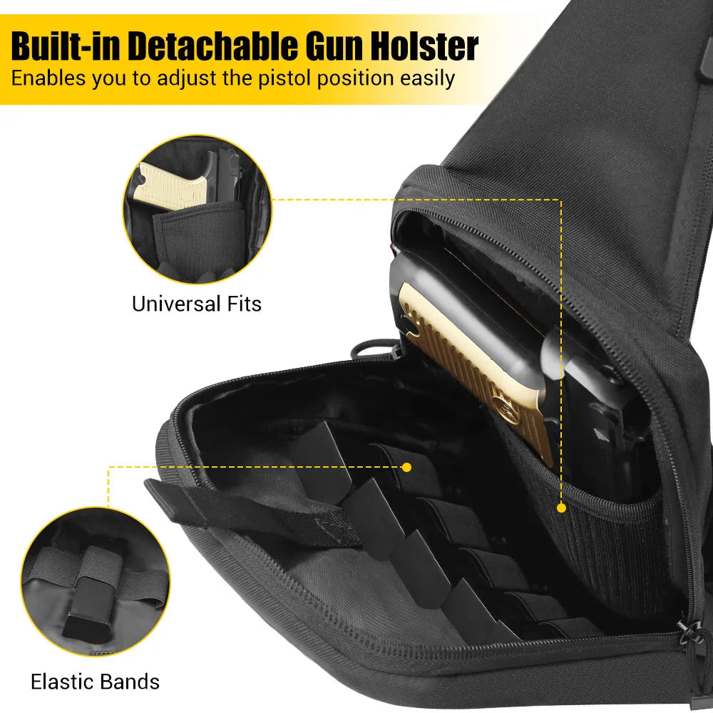Tactical Pistol Gun Bag Concealed Carry Gun Holster Handgun Storage Chest Bag EDC Tool Bag Pistol Gun Shoulder Sling Bag
