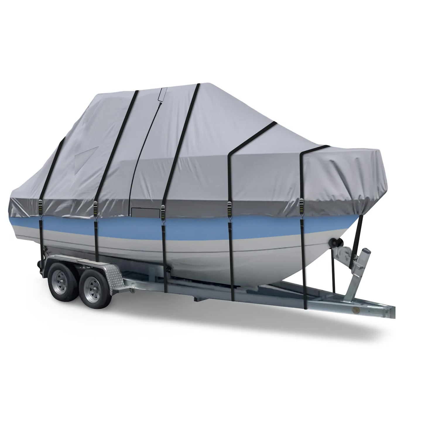 1200D Hard Top Yacht Boats Storage Covers with Motor Covering & Adjustable Buckle with 18 Tie Down Strap For Protecting Roof