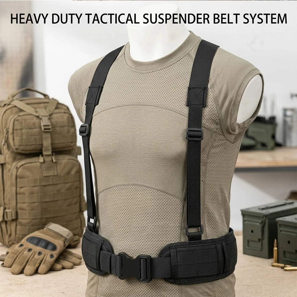 Nylon Breathable Tactical Suspenders Tactical Molle Shoulder Strap Wear Resistant Y Shape Waist Seal Belt Harness Portable