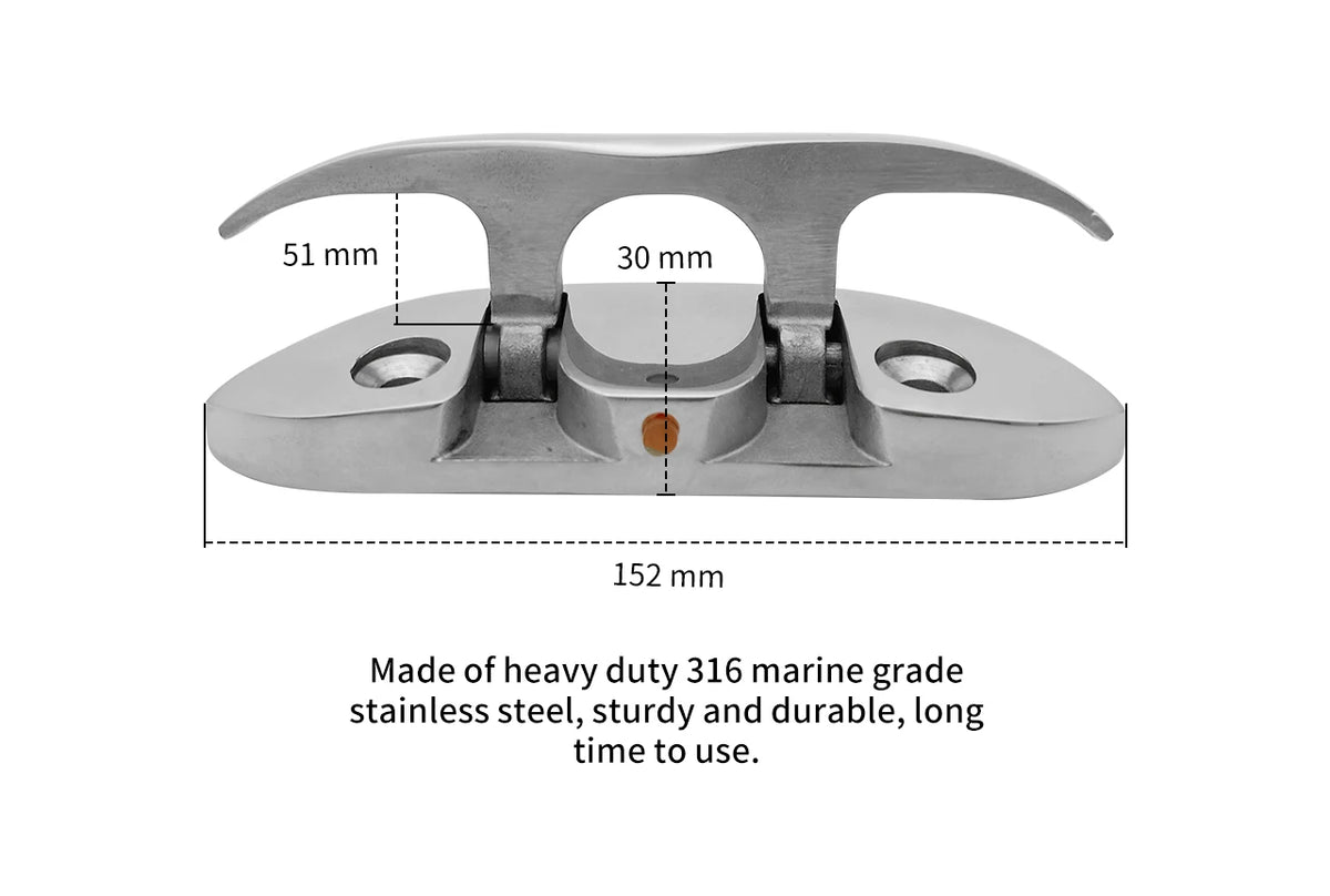 Boat Folding Cleats 316 Stainless Steel Flip Up Dock Cleat 4.5/6 inch Foldable Marine Accessories Dock Deck Rope Mooring Cleat