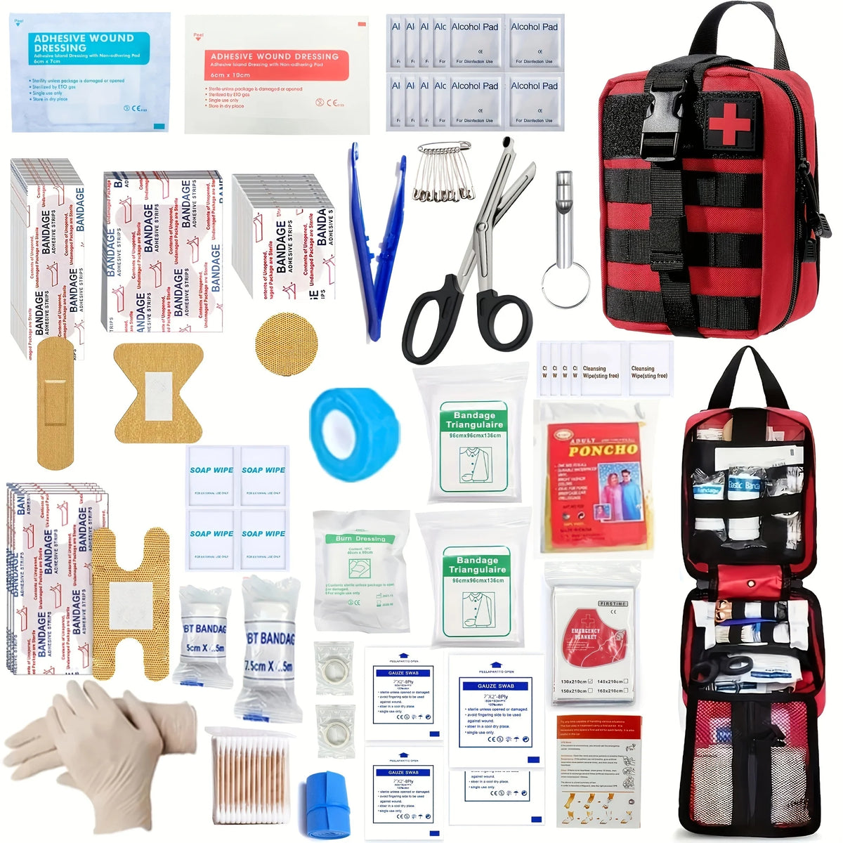 205pcs Universal First Aid Kit for Home, Travel, Outdoor & Emergency. Compact & Complete. Fast Delivery!