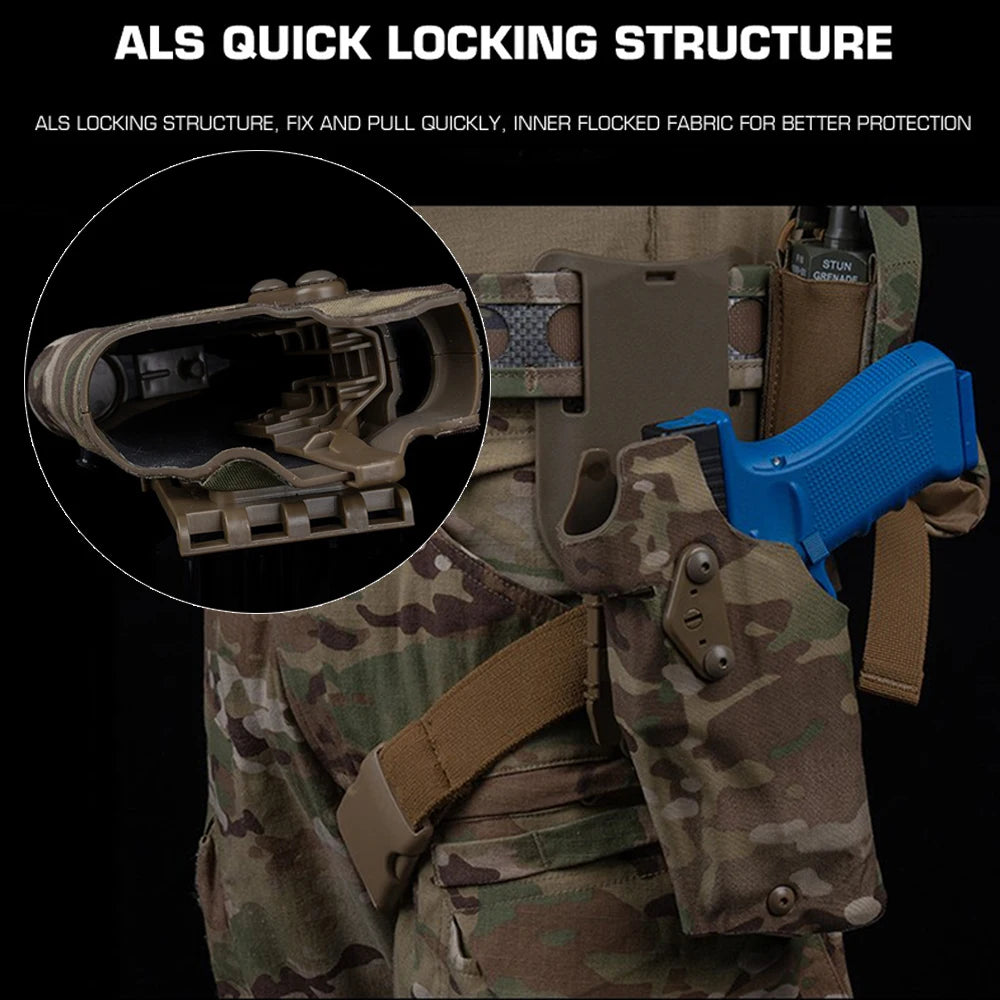 Tactical Left/Right Hand X300U-A Flashlight Pistol Holster Hand for 6354DO Glock17 Gen4 G19 with QLS Drop Leg Airsoft Gear