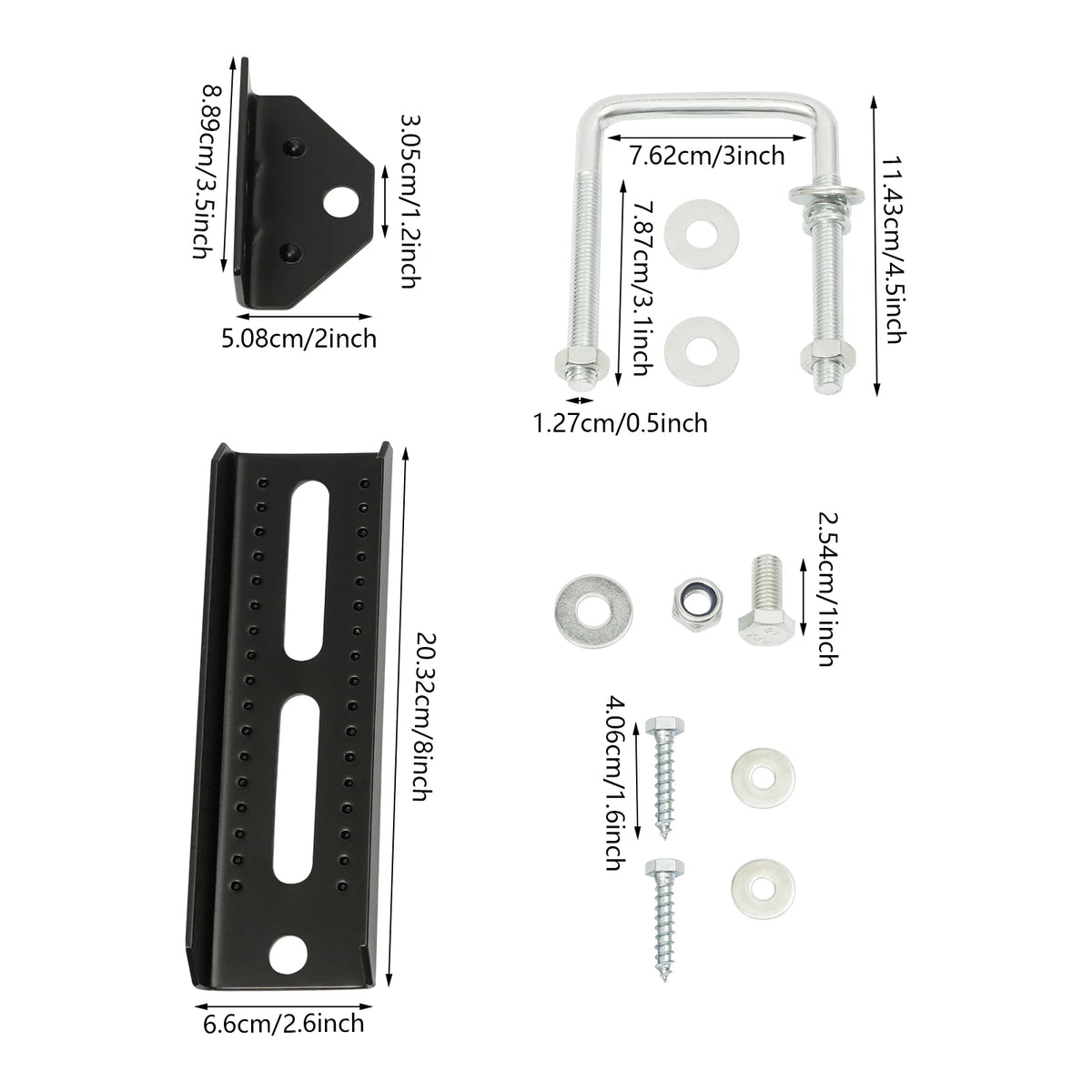4 Pcs Heavy Duty Boat Trailer Bunk Bracket Kit, 8" Adjustable Swivel Top Bunk Brackets for 1.5" 2" 3" Crossmembers