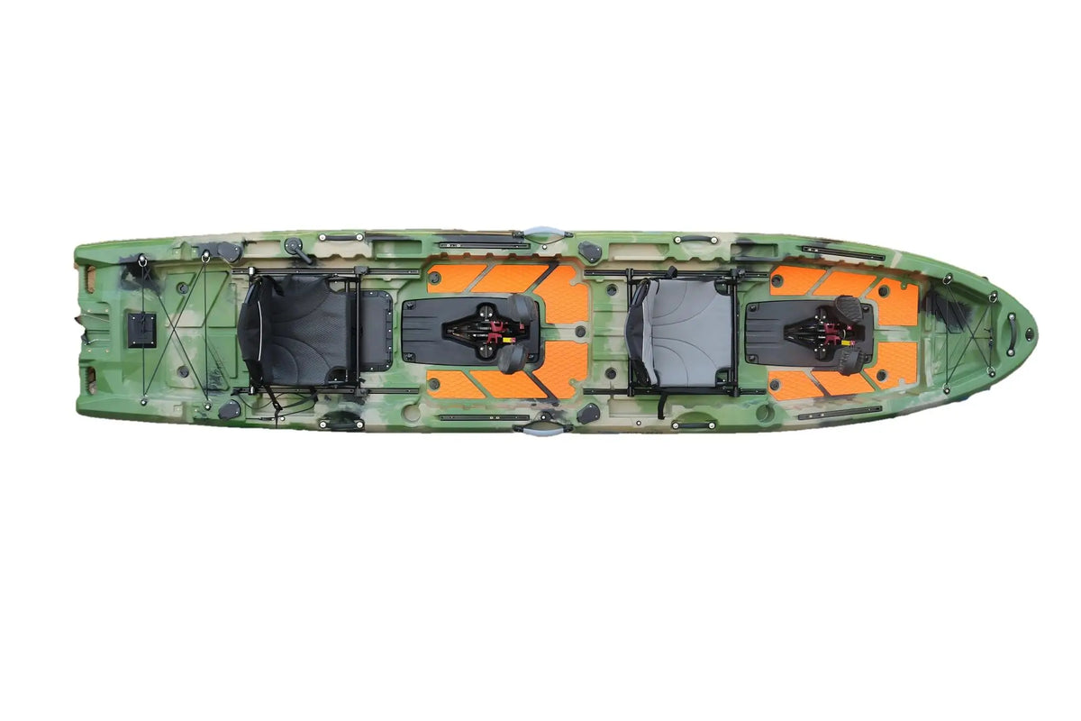 14FT 2-Person Tandem Propeller Double Seats  Pedal Kayak 4.2m with Electric Motor Fishing Fin Kayak Canoe HDPE Ocean Sea