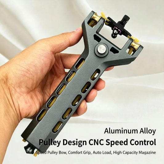CNC Aluminum Alloy Slingshot Automatic Loading Magnetic Rubber Band Fast Shooting Outdoor Hunting Target Practice Tool