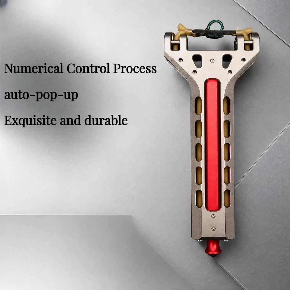 CNC Aluminum Alloy Slingshot Automatic Loading Magnetic Rubber Band Fast Shooting Outdoor Hunting Target Practice Tool