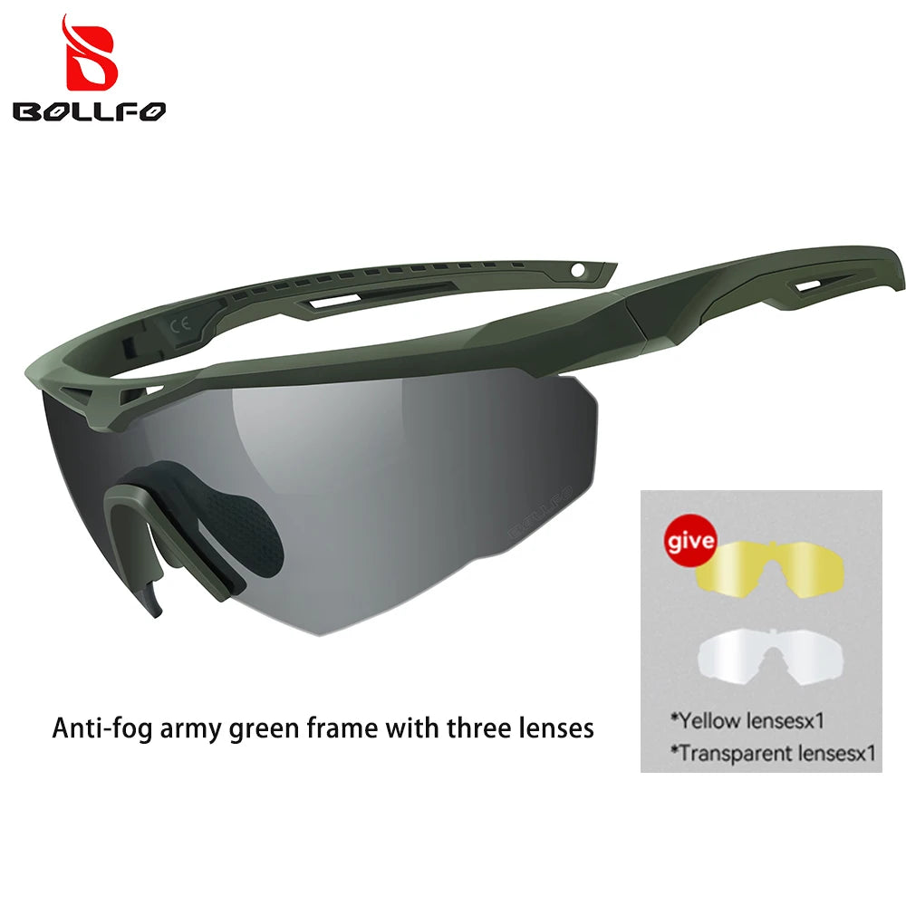 3 Lens Impact-Resistant Safety Glasses Interchangeable 2.5mm Tactical Glasses Anti-Fog Windproof Road Cycling Goggles Antiparras