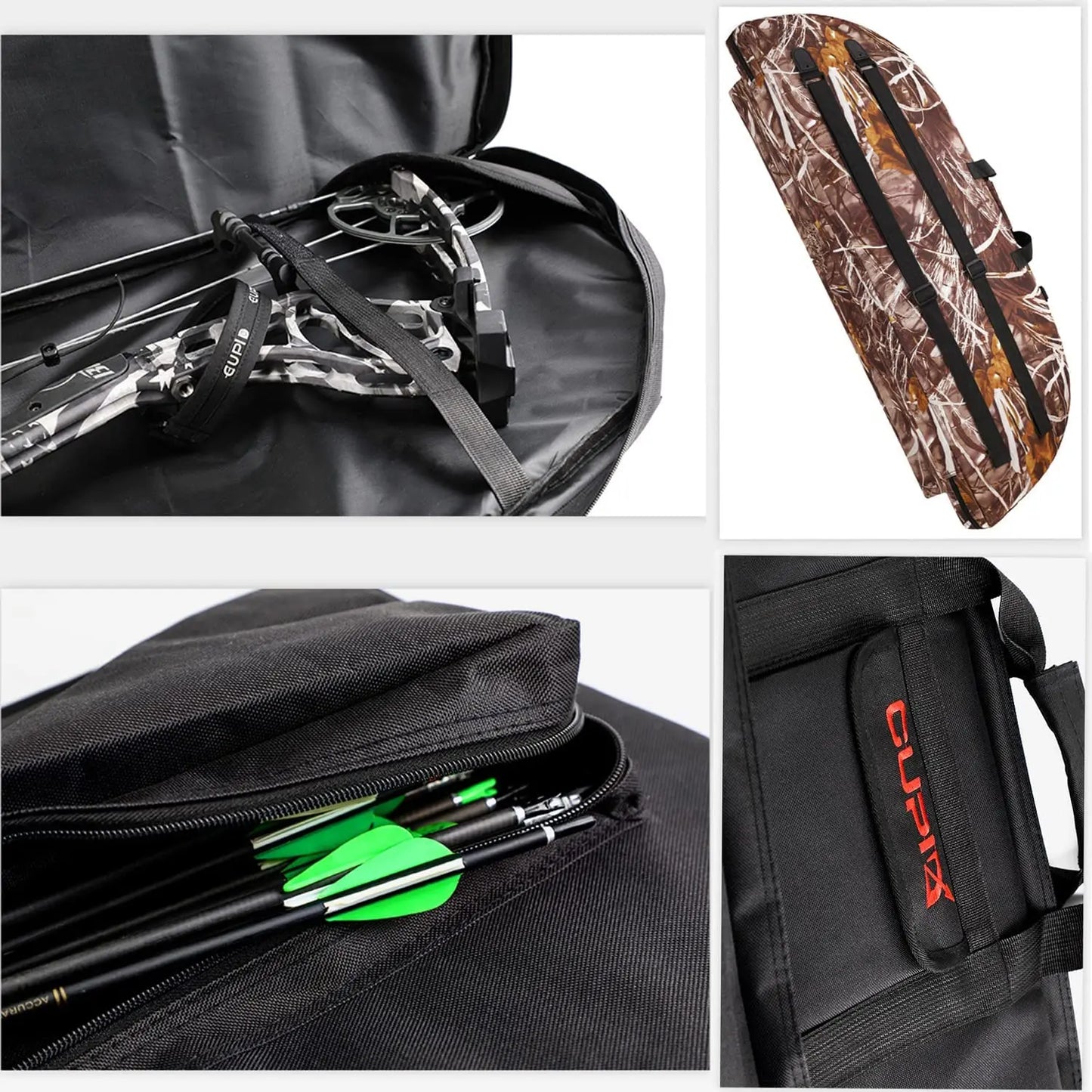 115cm Soft Padded Compound Bow Case Backpack Arrow Quiver Pocket