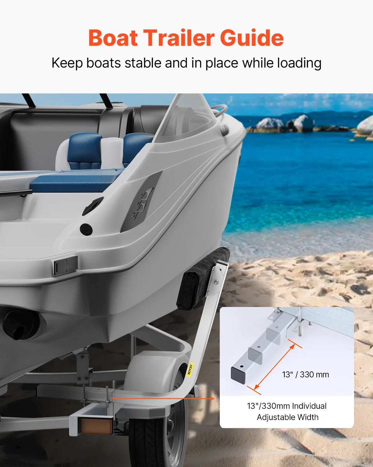 VEVOR Boat Trailer Guide 2PCS Adjustable Short Hardened Steel Trailer Guide Poles Heavy Duty Roller Guide Design for Ski Boat