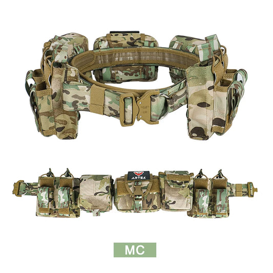 Outdoor Battle Belt Set 7-in-1 Law Enforcement Airsoft Tactical Duty Belt with Molle Utility Pouches Accessories