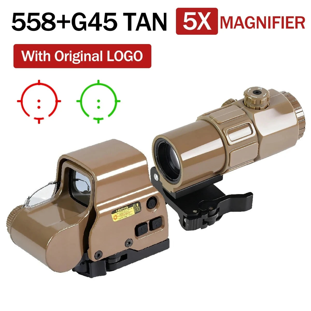 Hot Sale E*t*ch 558 Holographic Red/green Dot Sight and 3X/5X Magnifier Kit Hunting Gear Collimator W/Original Markings