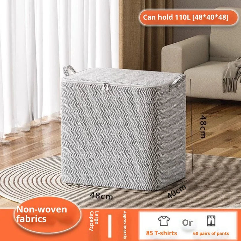 1PC220L Large Capacity Clothes Storage Box with Lid Foldable Laundry Basket Organizer Bag for Baby Clothes Home Storage Solution