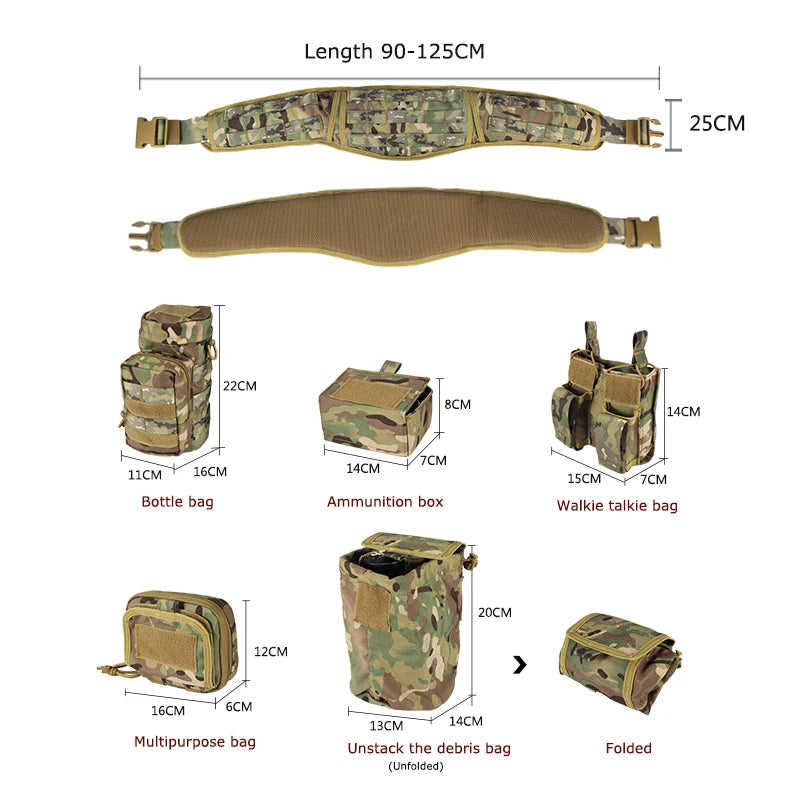 YAKEDA Tactical Battle Belt Duty Belt Law Enforcement Utility Belt Police Belt 7 in 1 Set