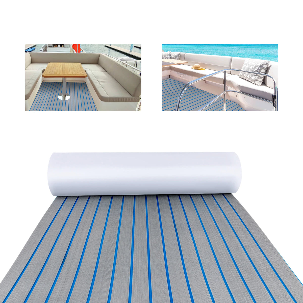 240*60cm/240*90cm EVA Foam Non-Slip Boat Deck Mat 6mm Thick Waterproof Marine Yacht Faux Teak Decking Sheet Flooring Carpet Pad