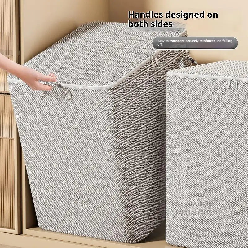 1PC220L Large Capacity Clothes Storage Box with Lid Foldable Laundry Basket Organizer Bag for Baby Clothes Home Storage Solution